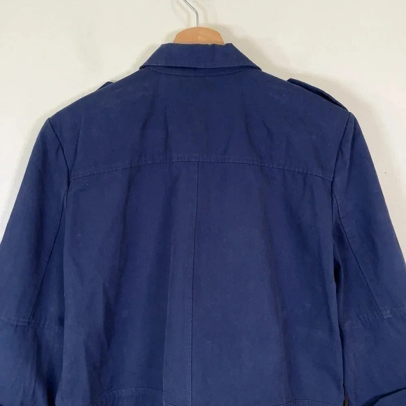 BB  Dakota Cropped Military Blue Zip Cotton Jacket - Picture 11 of 13